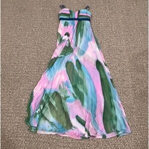 BCBGMaxAzria Silk Chiffon Watercolor Sleeveless Maxi Dress Size 4 Women’s